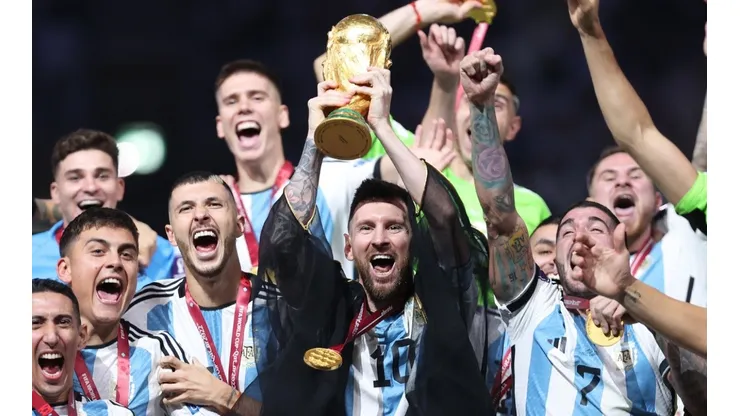 Lionel Messi with the FIFA World Cup