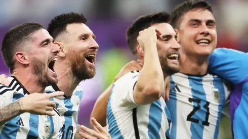 Argentina players celebrating at Qatar 2022.