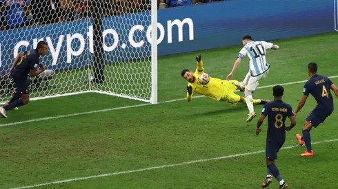 Lionel Messi of Argentina scores the team's third goal