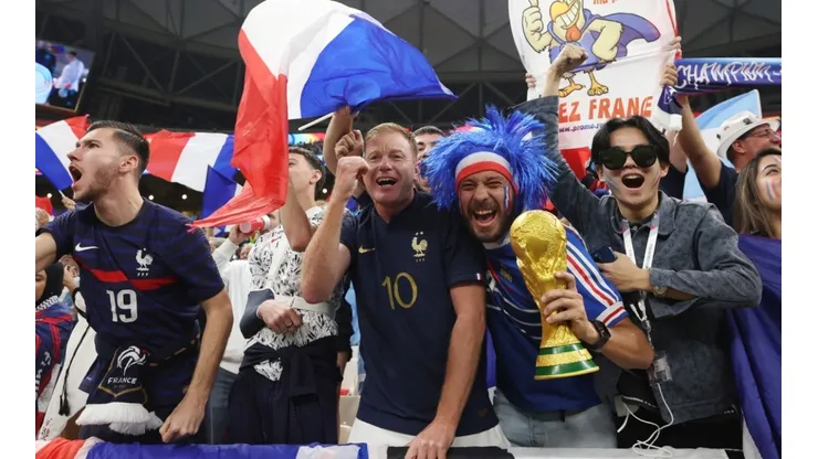 France fans show their support prior to the FIFA World Cup Qatar 2022 Final match between Argentina and France at Lusail Stadium on December 18, 2022 in Lusail City, Qatar.