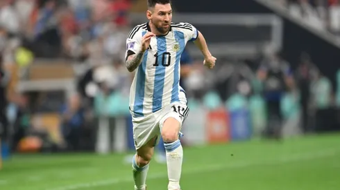 Lionel Messi of Argentina controls the ball during the FIFA World Cup Qatar 2022 Final match