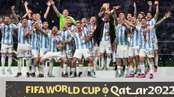 Lionel Messi of Argentina lifts the FIFA World Cup Qatar 2022