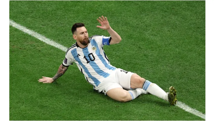 Lionel Messi of Argentina celebrates after scoring