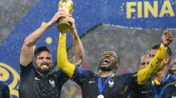 Olivier Giroud of France and Steve Mandanda of France in 2018