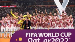 Croatia players celebrate with their FIFA World Cup Qatar 2022 third placed medals