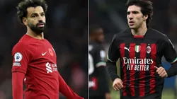Mo Salah of Liverpool and Sandro Tonali of AC Milan