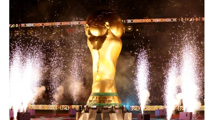A giant World Cup trophy