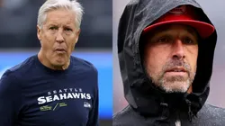 Pete Carroll of the Seahawks and Kyle Shanahan of the 49ers