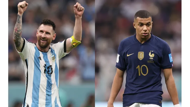 Lionel Messi of Argentina and Kylian Mbappe of France