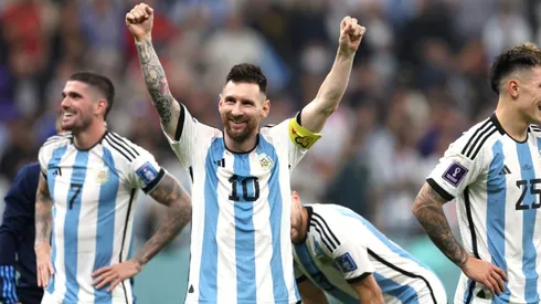 Lionel Messi celebrates the win over Croatia