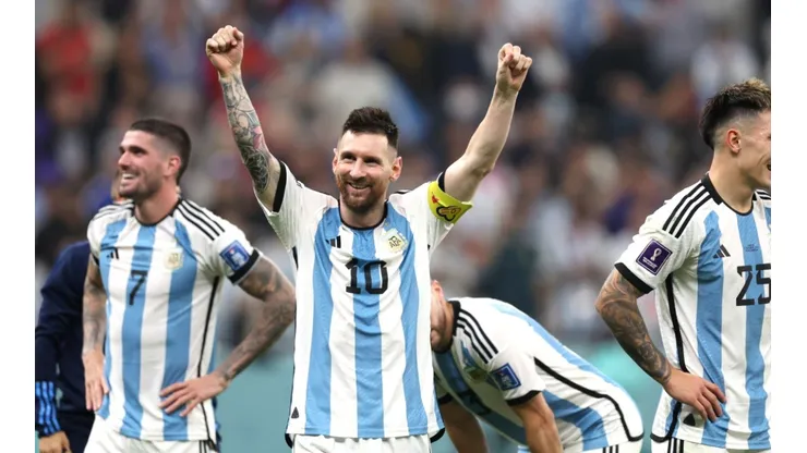 Lionel Messi celebrates the win over Croatia