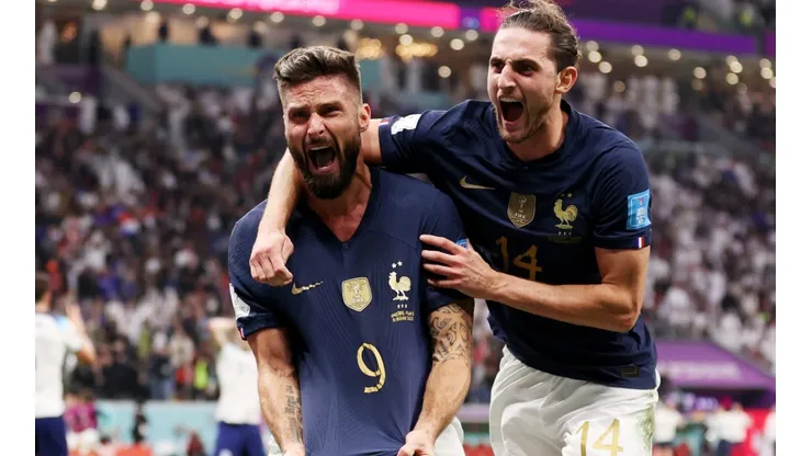 Olivier Giroud and Adrien Rabiot of France