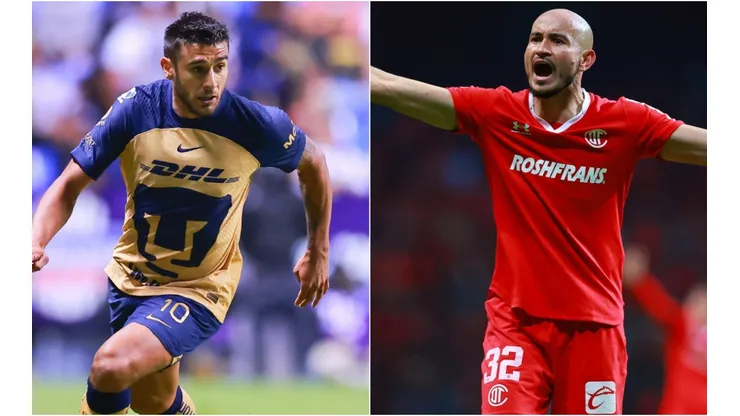Eduardo Salvio of Pumas UNAM and Carlos Gonzalez of Toluca