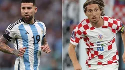 Nicolas Otamendi of Argentina and Luka Modric of Croatia