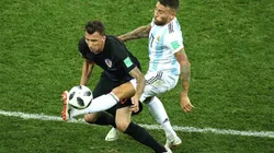 Mario Mandzukic of Croatia is tackled by Nicolas Otamendi of Argentina