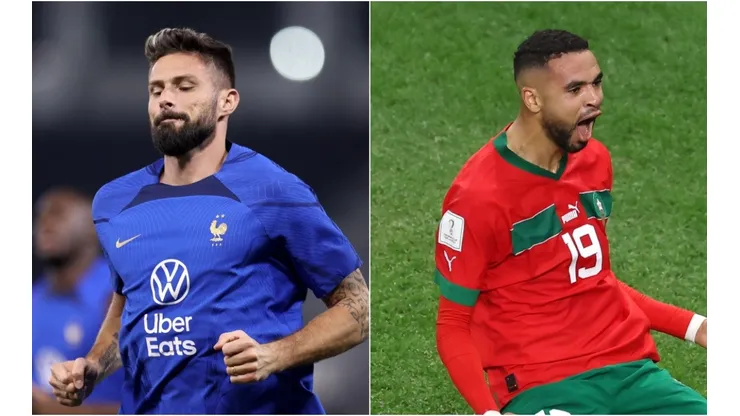 Olivier Giroud of France and oussef En-Nesyri of Morocco
