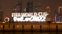 A general view at the Corniche next to the FIFA World Cup logo