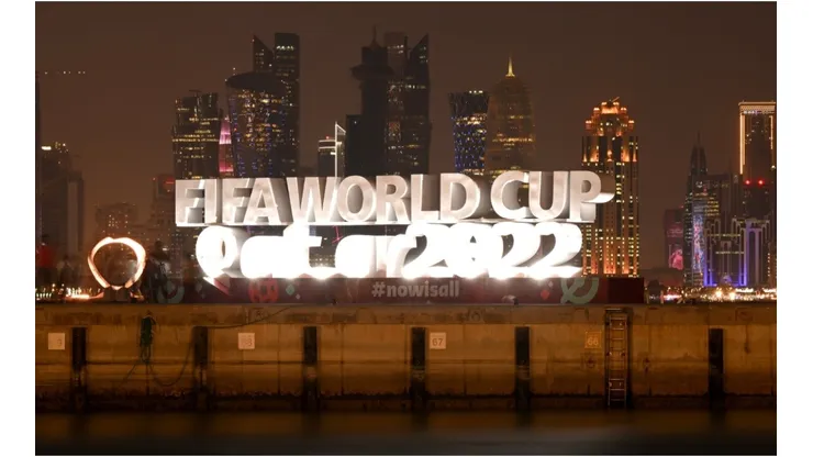 A general view at the Corniche next to the FIFA World Cup logo