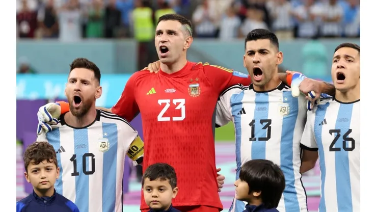 Lionel Messi, Emiliano Martinez, Cristian Romero and Nahuel Molina (from left to right) - Argentina - Qatar 2022