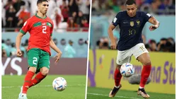 Achraf Hakimi (left) and Kylian Mbappe.