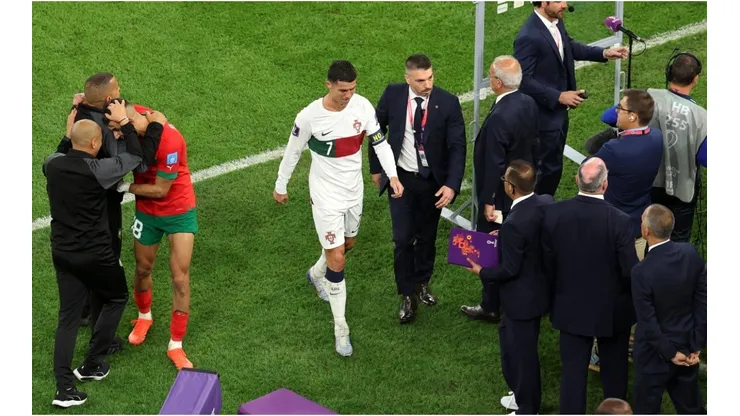 Cristiano Ronaldo of Portugal walks off the pitch after the team's defeat