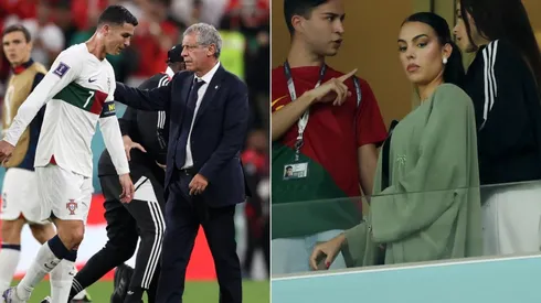 Cristiano Ronaldo and Fernando Santos (left) and Georgina Rodriguez