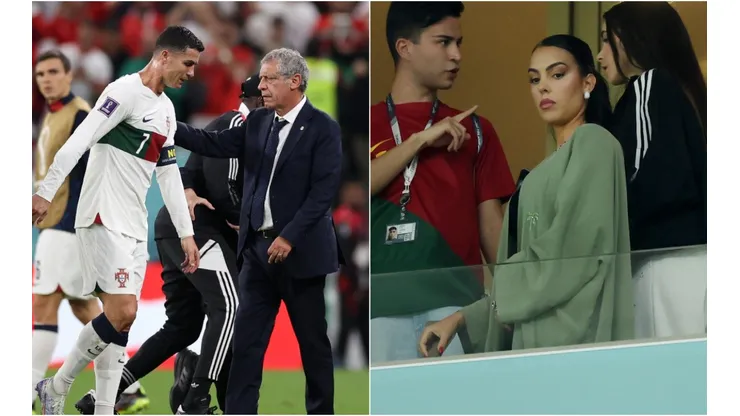 Cristiano Ronaldo and Fernando Santos (left) and Georgina Rodriguez