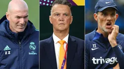 Zinedine Zidane, Louis van Gaal, and Thomas Tuchel