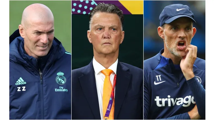 Zinedine Zidane, Louis van Gaal, and Thomas Tuchel
