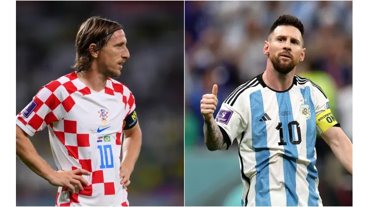 Luka Modric of Croatia and Lionel Messi of Argentina