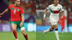 Achraf Hakimi of Morocco (left) and Pepe of Portugal (right)