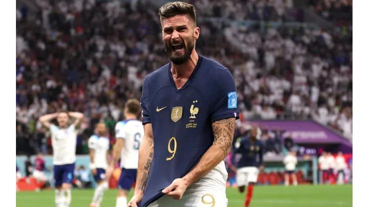 Olivier Giroud celebrates the goal that sent France to the semifinals