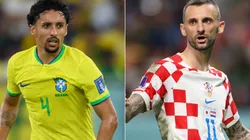 Marquinhos of Brazil and Marcelo Brozovic of Croatia