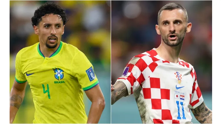 Marquinhos of Brazil and Marcelo Brozovic of Croatia