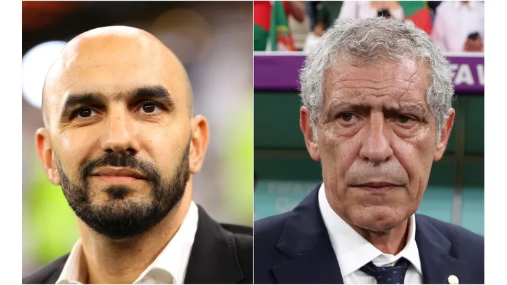 Walid Regragui of Morocco and Fernando Santos of Portugal