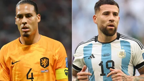 Virgil Van Dijk of Netherlands and Nicolas Otamendi of Argentina