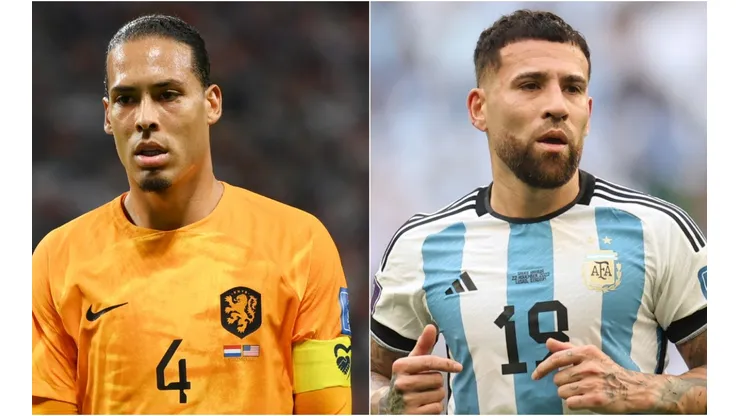 Virgil Van Dijk of Netherlands and Nicolas Otamendi of Argentina