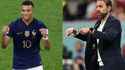 Kylian Mbappe of France and Gareth Southgate of England