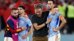 Luis Enrique and Sergio Busquets of Spain.