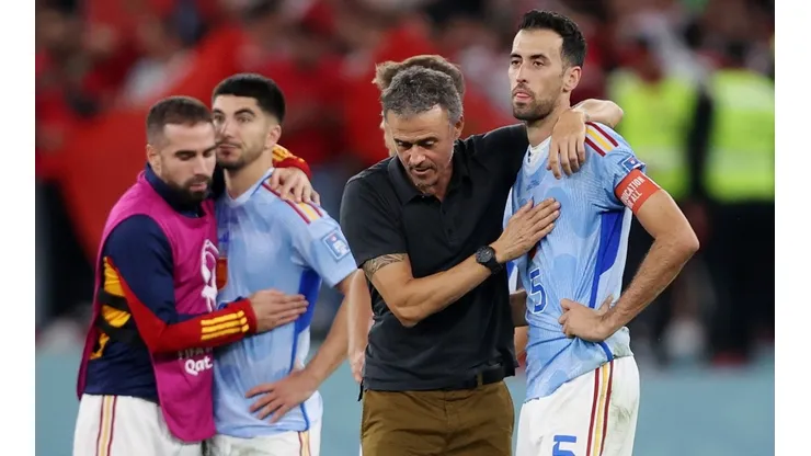 Luis Enrique and Sergio Busquets of Spain.
