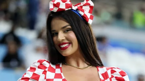 Ivana Knoll, former Miss Croatia, poses for a photo prior to the FIFA World Cup Qatar 2022 Round of 16 match.
