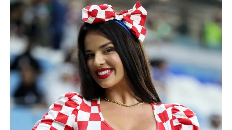 Ivana Knoll, former Miss Croatia, poses for a photo prior to the FIFA World Cup Qatar 2022 Round of 16 match.
