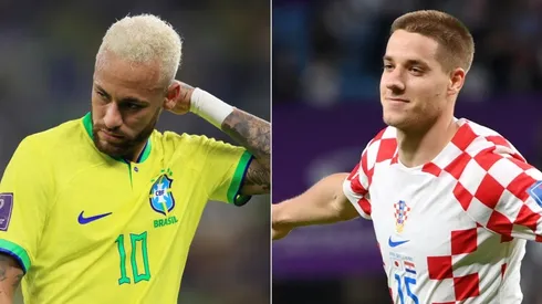 Neymar of Brazil and Mario Pasalic of Croatia