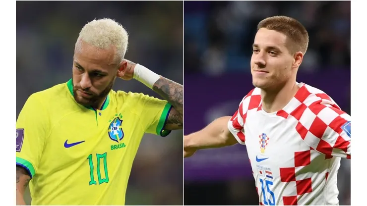 Neymar of Brazil and Mario Pasalic of Croatia