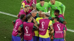 Brazil celebrate Richarlison's goal