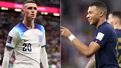 Phil Foden of England (L) and Kylian Mbappe of France (R)