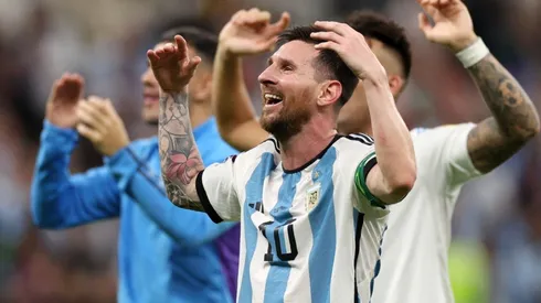 Lionel Messi celebrating.