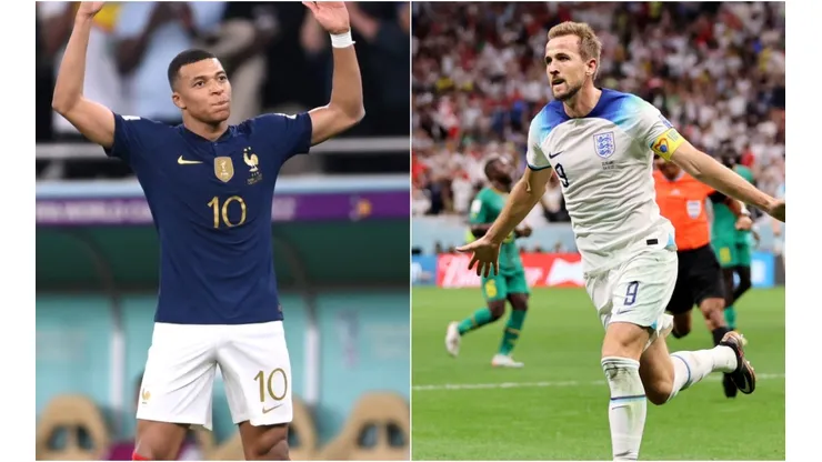 Kylian Mbappe of France (left) and Harry Kane of England