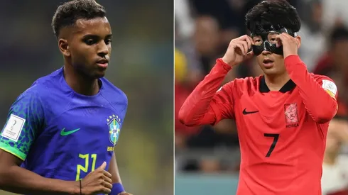 Rodrygo of Brazil (L) and Heungmin Son of Korea Republic (R)