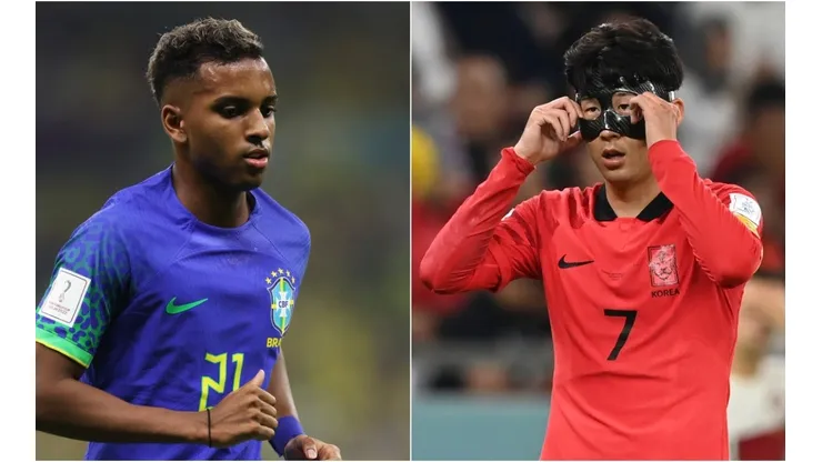 Rodrygo of Brazil (L) and Heungmin Son of Korea Republic (R)